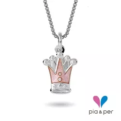 Pia och Per krona halsband i silver rosa emalj