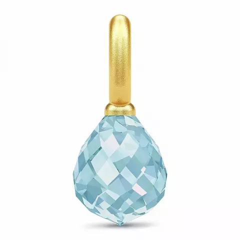 Julie Sandlau droppformad kristal hängen i förgyllt silver blå kristal