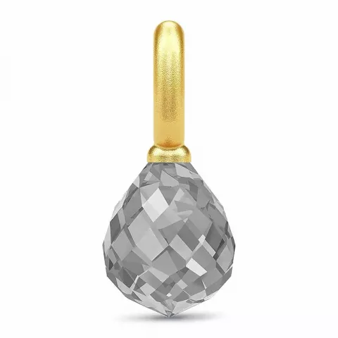 Elegant Julie Sandlau droppformad hängen i förgyllt silver grå kristal