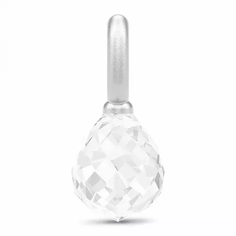 Lille Julie Sandlau droppformad kristal hängen i satinrhodinerat sterlingsilver vit kristal