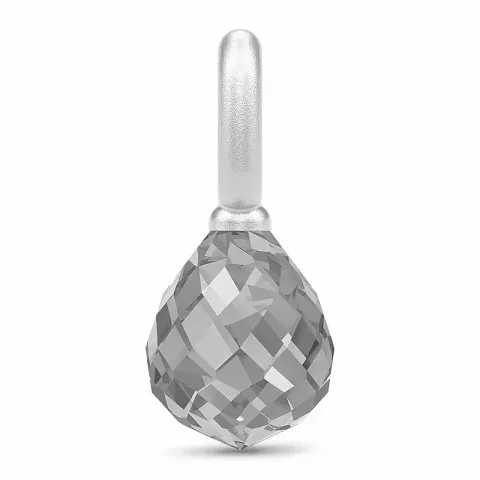 Julie Sandlau droppformad kristal hängen i satinrhodinerat sterlingsilver grå kristal