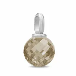Julie Sandlau Globe runt hängen i satinrhodinerat sterlingsilver rökfärgad kristal
