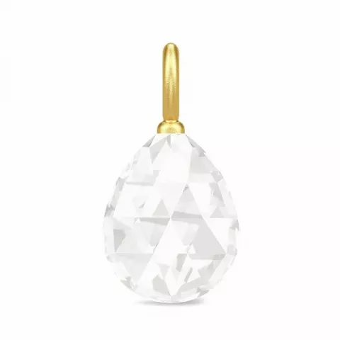 Julie Sandlau droppformad vit kristal hängen i förgyllt silver vit kristal