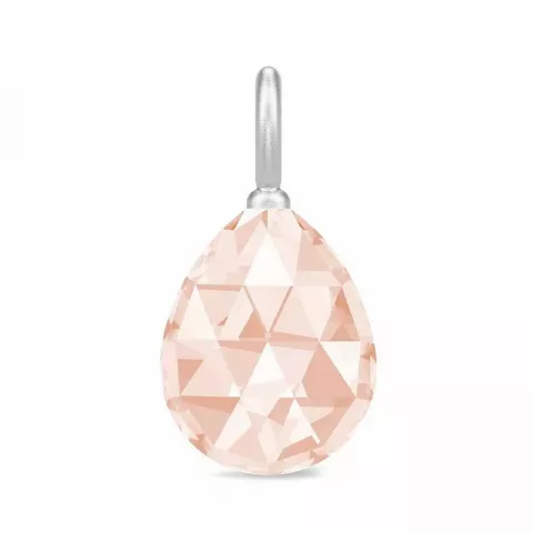 Julie Sandlau droppformad kristal hängen i satinrhodinerat sterlingsilver persikofärgat kristal