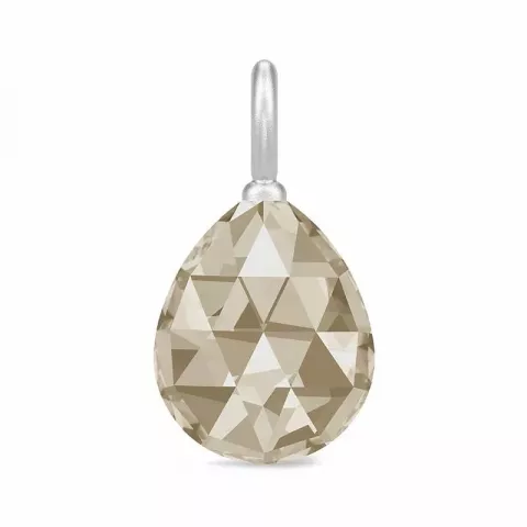 Julie Sandlau droppformad kristal hängen i satinrhodinerat sterlingsilver rökfärgad kristal