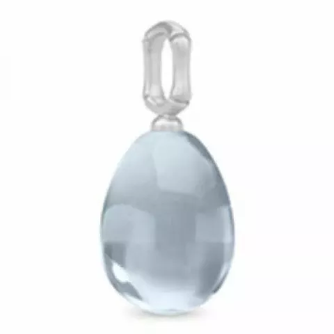 ovalt Julie Sandlau hängen i satinrhodinerat sterlingsilver ljusblå spinell sten