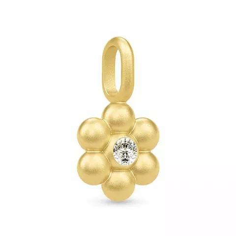 Julie Sandlau blomma hängen i silver med 22 karat förgyllning vit zirkon