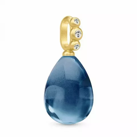 Julie Sandlau droppe hängen i silver med 22 karat förgyllning blå kristal vit zirkon