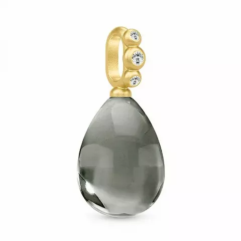 Julie Sandlau droppe hängen i silver med 22 karat förgyllning grå kristal vit zirkon