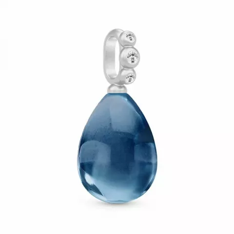 Julie Sandlau droppe hängen i satinrhodinerat sterlingsilver blå kristal vit zirkon