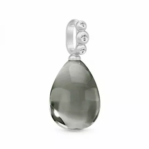 Julie Sandlau droppe hängen i satinrhodinerat sterlingsilver grå kristal vit zirkon