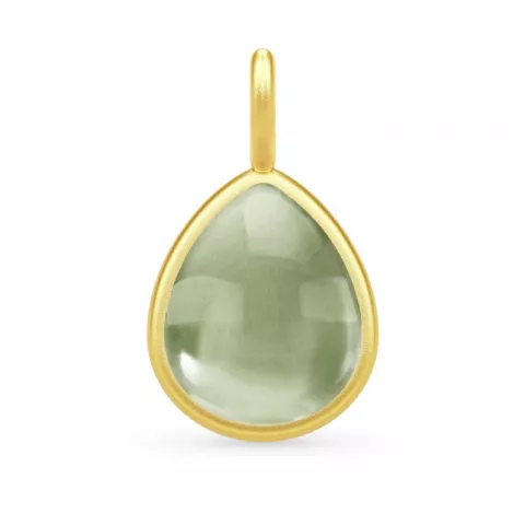 Julie Sandlau grön kristal hängen i förgyllt silver grön kristal