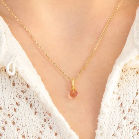 Julie Sandlau Berry Small rosa hängen i förgyllt silver rosa kristal