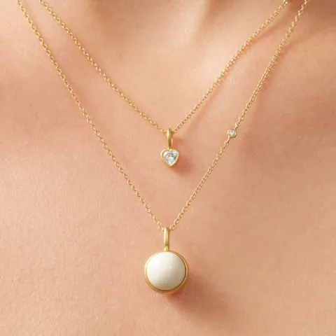 Julie Sandlau Amorina hjärta hängen i förgyllt silver vit zirkon