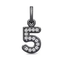 Julie Sandlau ID hängen i oxiderat sterlingsilver vit zirkon
