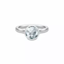 Julie Sandlau rund ring i rhodinerat silver blå kristal
