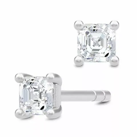 små Julie Sandlau Imperial fyrkantigt örhängen i satinrhodinerat sterlingsilver vit zirkon