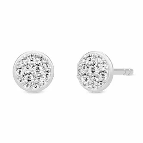 6 mm julie sandlau runt zirkon örhängen i satinrhodinerat sterlingsilver vit zirkon