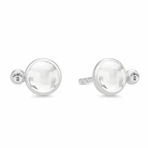 Julie sandlau runt kristaller örhängen i satinrhodinerat sterlingsilver vita kristaller vita zirkoner