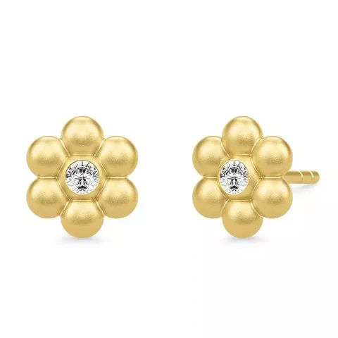 Julie sandlau blomma örhängen i silver med 22 karat förgyllning vita zirkoner