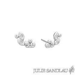 Julie Sandlau Treasure blomma örhängen i satinrhodinerat sterlingsilver vit zirkon