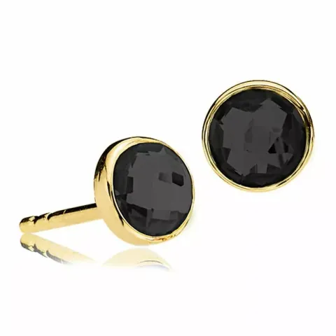6 mm Izabel Camille Prima Donna runda sort onyx örhängen i förgyllt silver sort onyx