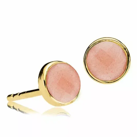 6 mm Izabel Camille Prima Donna runda månsten örhängen i förgyllt silver persikofärgad månsten