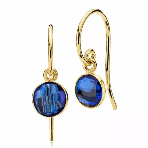 Izabel Camille Prima Donna small runda blå kristal örhängen i förgyllt silver blå kristal