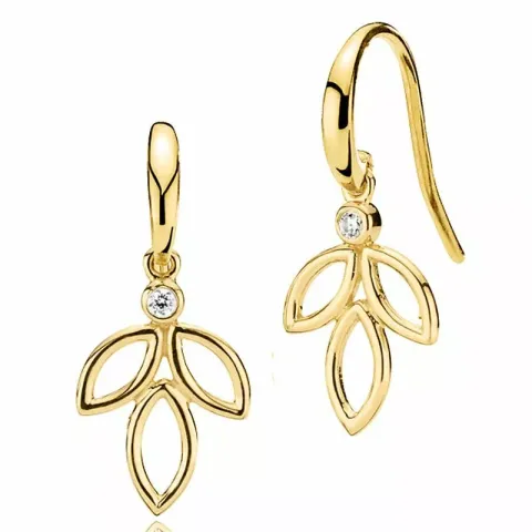 Izabel Camille Blossom blad örhängen i förgyllt silver vit zirkon