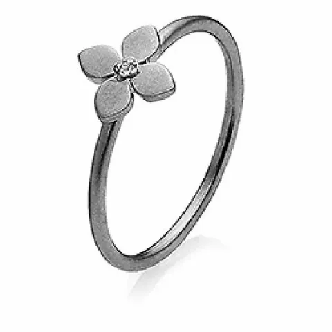 Izabel Camille Primrose blomma ring i svart rhodinerat silver vit zirkon
