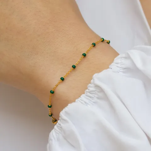 Enamel Lola Petrol Green armband i förgyllt silver grön emalj