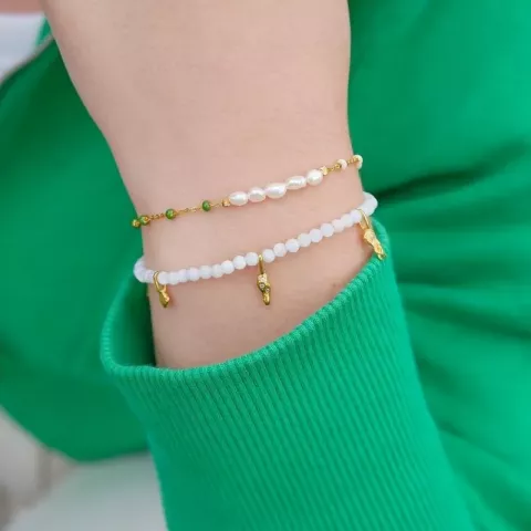 Enamel Lola Perla armband i förgyllt silver grön emalj