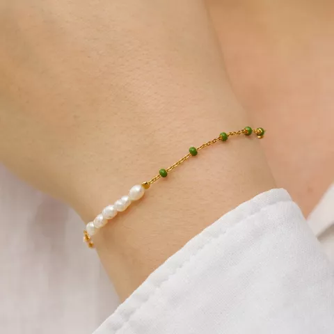 Enamel Lola Perla armband i förgyllt silver grön emalj