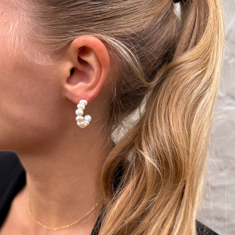 Enamel Pearlie Chunky halvcreol i förgyllt silver