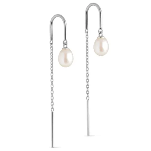 Enamel Eleanor Pearl pärla kedja örhängen i silver