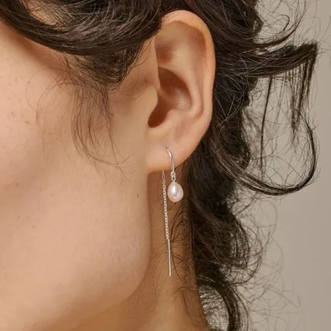 Enamel Eleanor Pearl pärla kedja örhängen i silver
