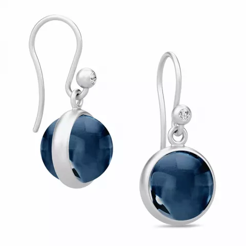 Julie Sandlau blå safir örhängen i silver vit zirkon blå syntetisk safir