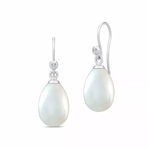 Julie Sandlau Afrodite pärla örhängen i satinrhodinerat sterlingsilver vit zirkon