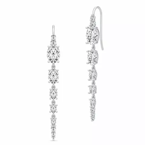 Julie Sandlau Glamour långa zirkon örhängen i satinrhodinerat sterlingsilver vit zirkon