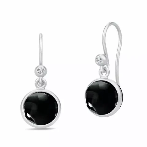 Julie Sandlau Primini runda svarta kristal örhängen i satinrhodinerat sterlingsilver sort kristal vit zirkon