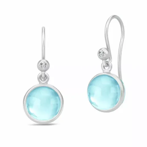 Julie Sandlau Primini runda blå kristal örhängen i satinrhodinerat sterlingsilver ljusblå kristal vit zirkon