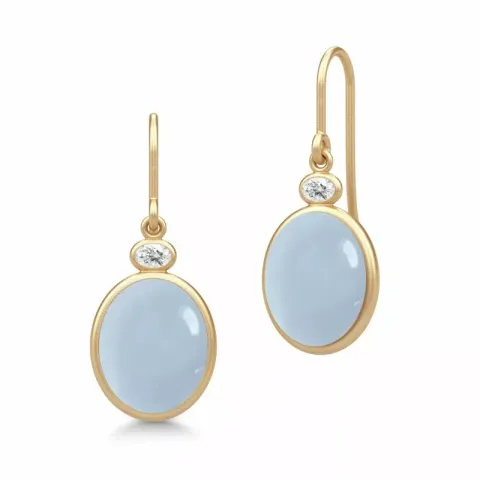 Julie Sandlau Glace ear lines i förgyllt silver vit zirkon blå calcedonit