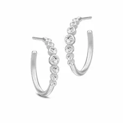 16 mm Julie Sandlau Grace örhängen i satinrhodinerat sterlingsilver vit zirkon
