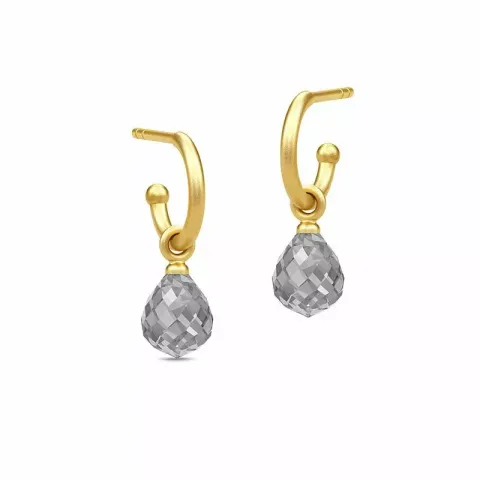 Julie Sandlau Evening Dew droppe halvcreol i förgyllt silver grå kristal