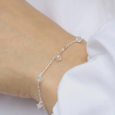 ID Fine Ibiza armband i silver rosa kvarts blå akvamarin