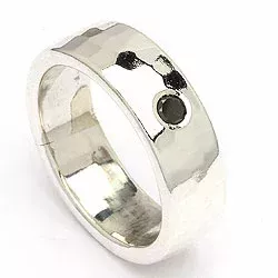 Kollektionsprov sort diamant ring i silver
