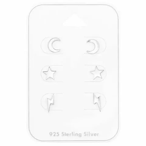Kollektionsprov måne och sol örhängestift i silver