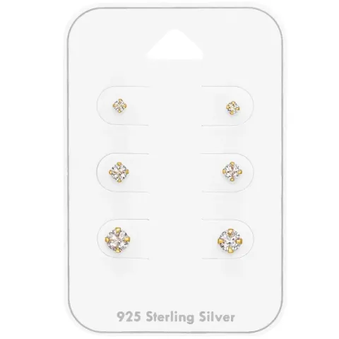 Kollektionsprov zirkon örhängestift i förgyllt silver