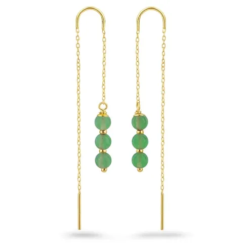 Kollektionsprov jadesten kedja örhängen i förgyllt silver - Loom Stones