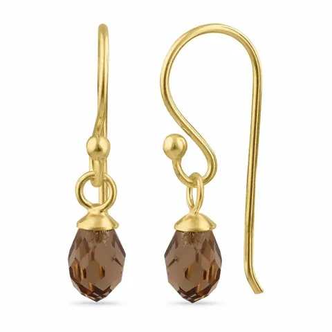 Kollektionsprov brunt glas ear lines i förgyllt silver - Loom Stones